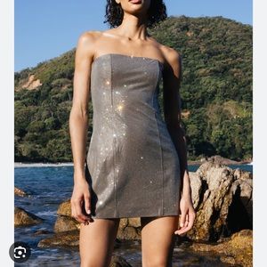 Rhinestone strapless Zara mini dress